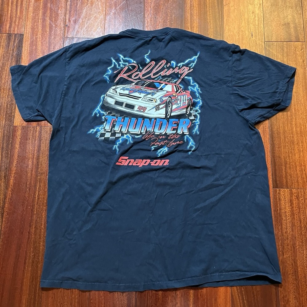 Snap-on Tools Rolling Thunder Race Car Graphic T-Shirt Mens 2XL Black Cotton